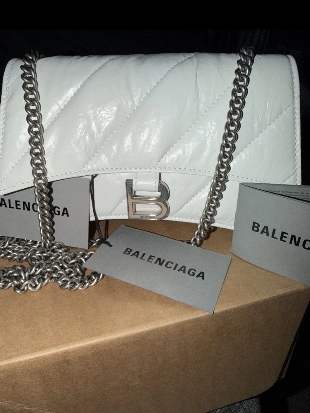 Authentic BALENCIAGA Leather Bag
Crush XS Quilted Chain Shoulder
Strap $2190 NWT